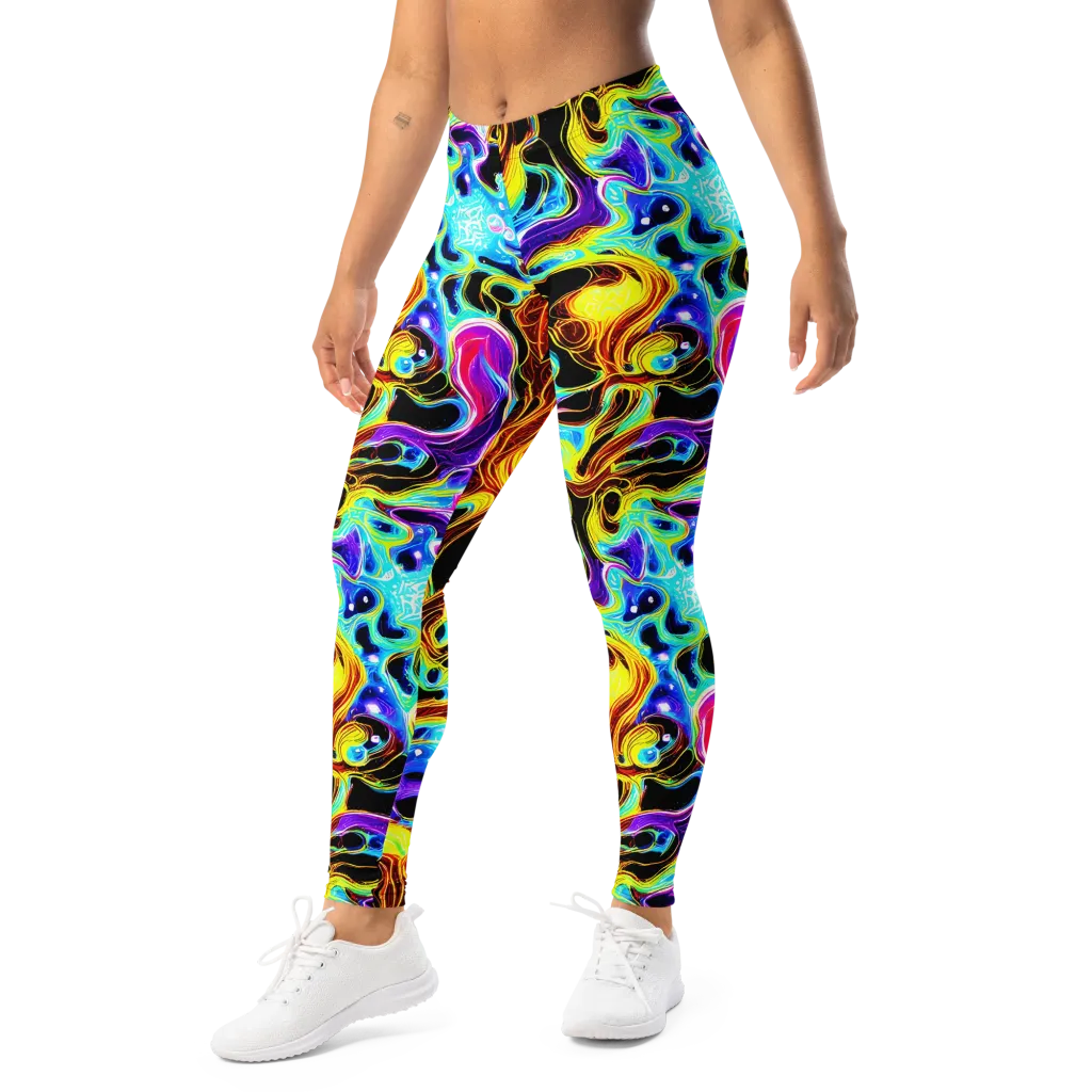 Blue Firestorm on Leggings — Left Front
