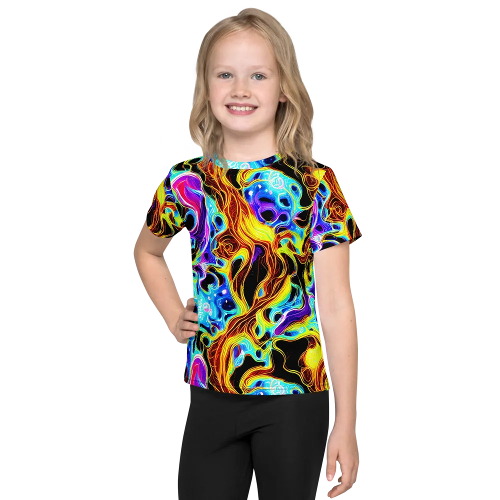 Blue Firestorm on Kids Crew Neck T-Shirt — Front