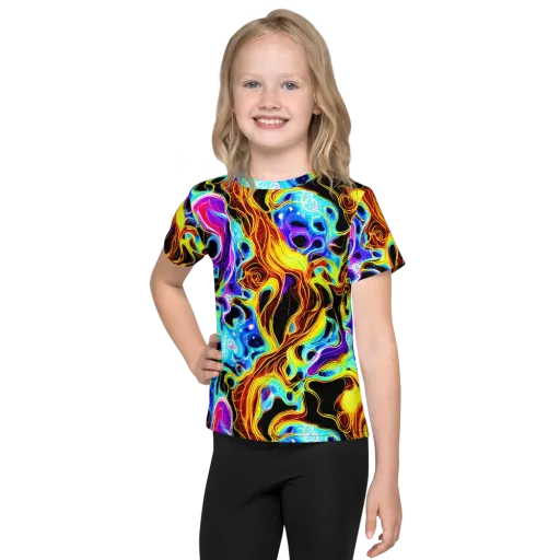 Blue Firestorm on a Kids Crew Neck T-Shirt