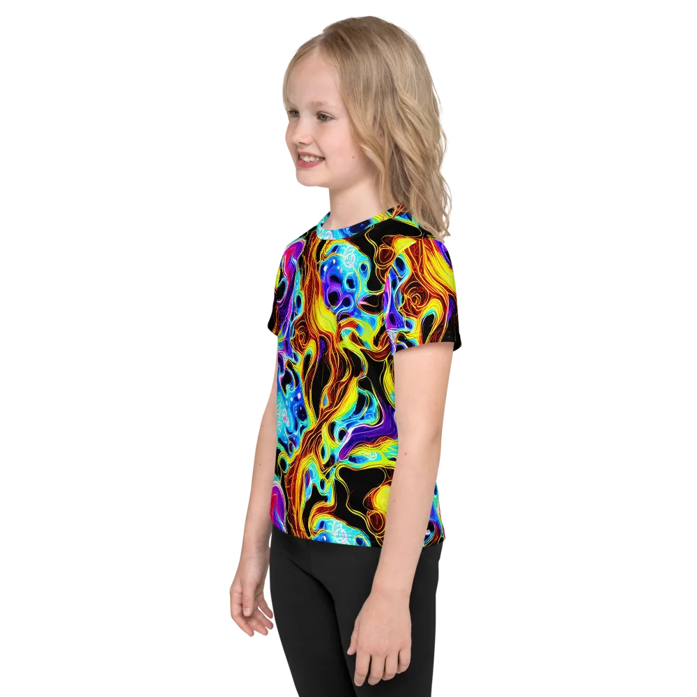 Blue Firestorm on Kids Crew Neck T-Shirt — Left