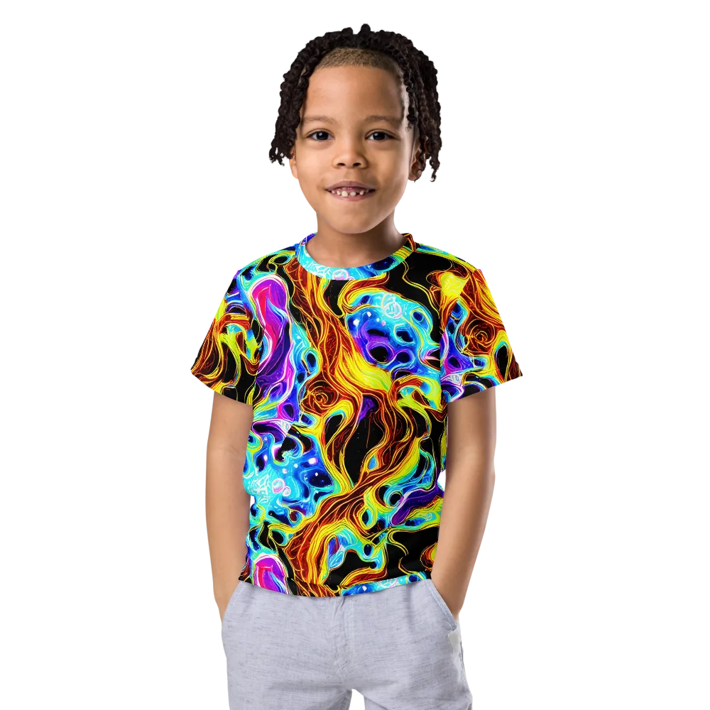 Blue Firestorm on Kids Crew Neck T-Shirt — Front