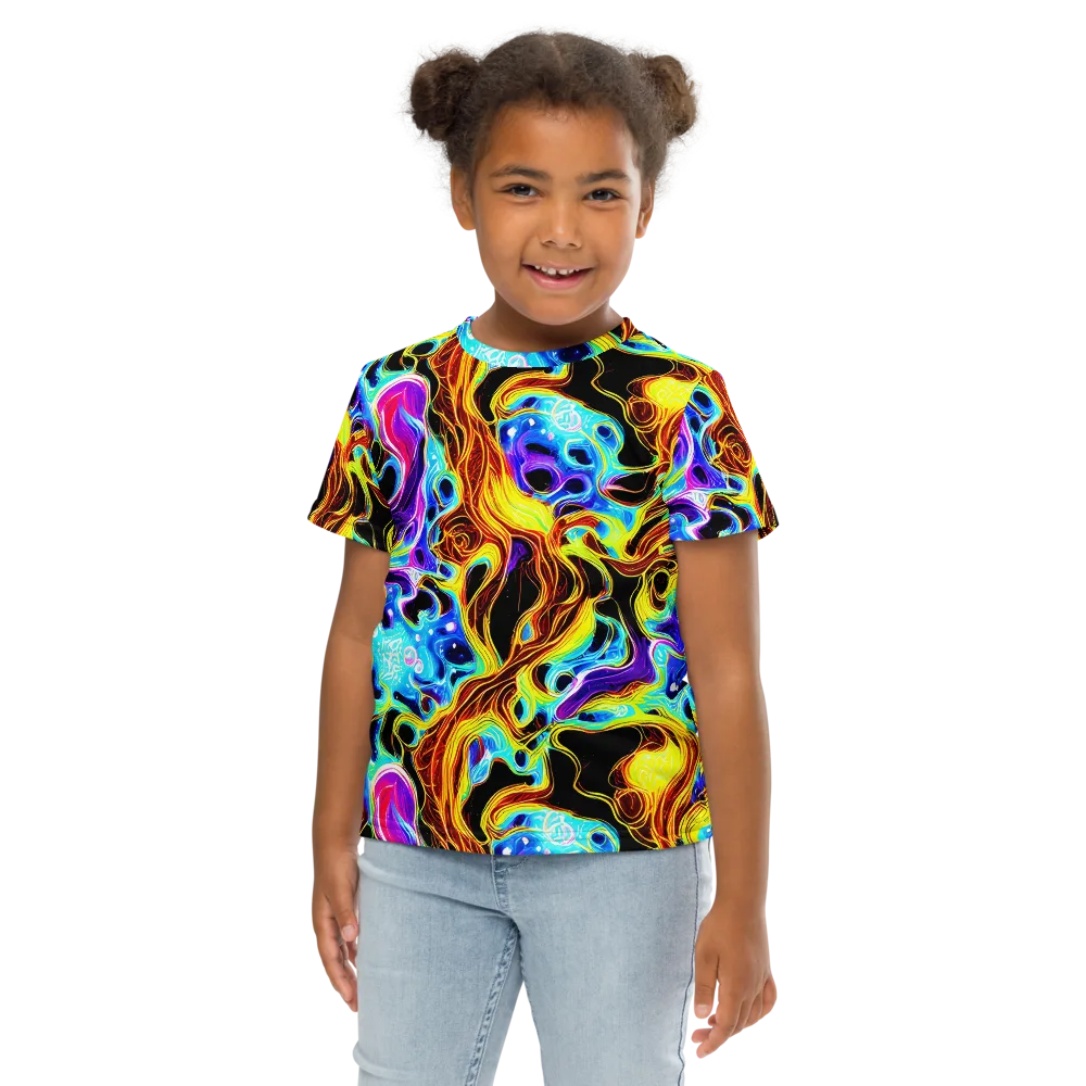 Blue Firestorm on Kids Crew Neck T-Shirt — Front