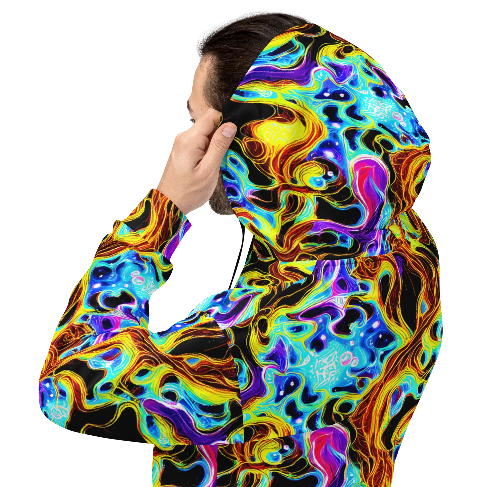 Blue Firestorm on Hoodie — Back
