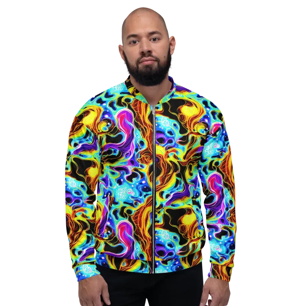Blue Firestorm on Bomber Jacket — Front