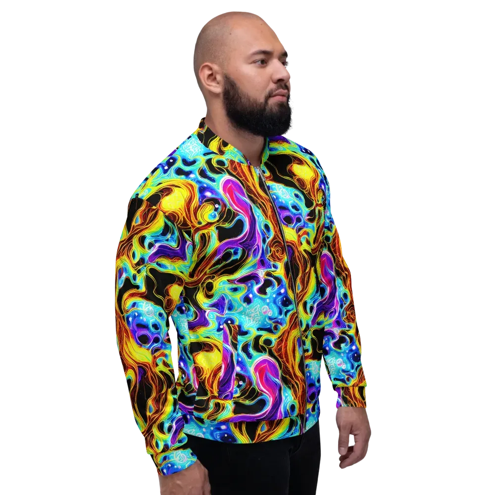 Blue Firestorm on Bomber Jacket — Right