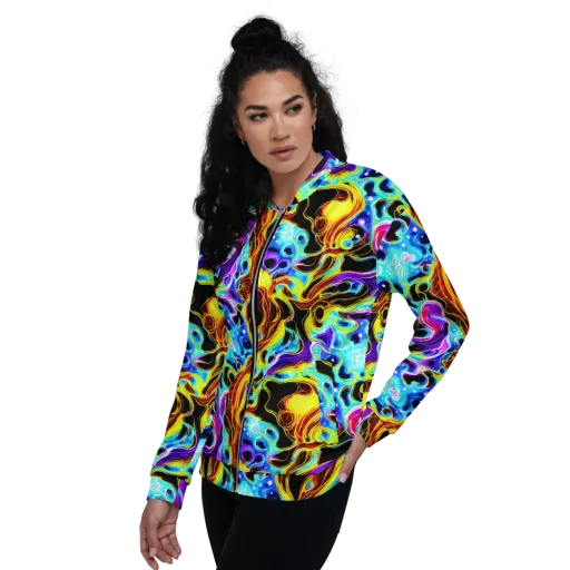 Blue Firestorm on a Bomber Jacket
