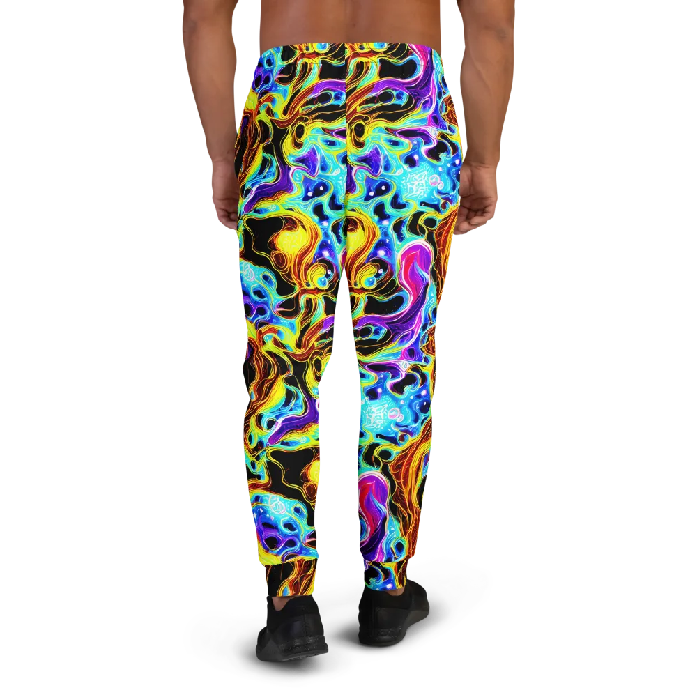 Blue Firestorm on Men's Joggers — Back
