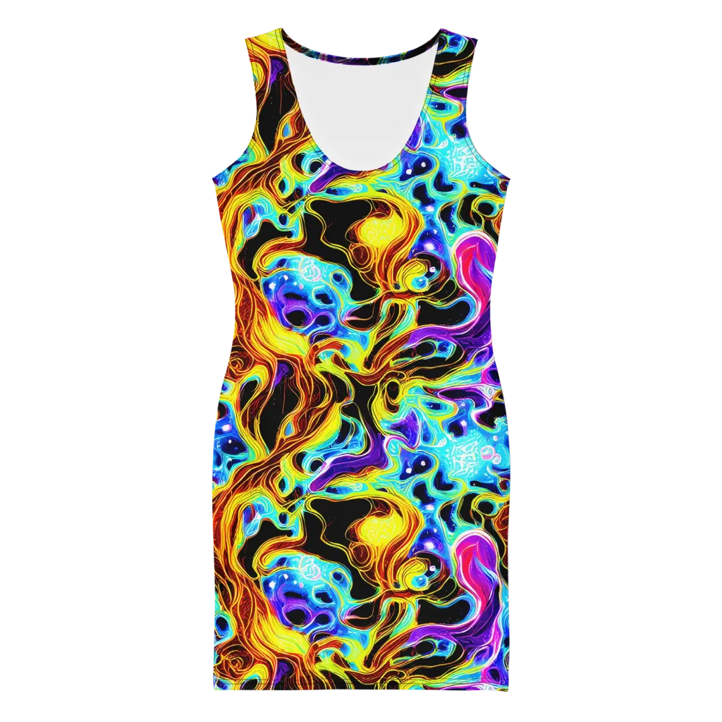 Blue Firestorm on Bodycon Dress — Front