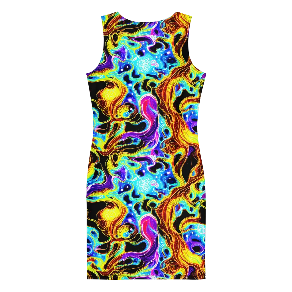 Blue Firestorm on Bodycon Dress — Back