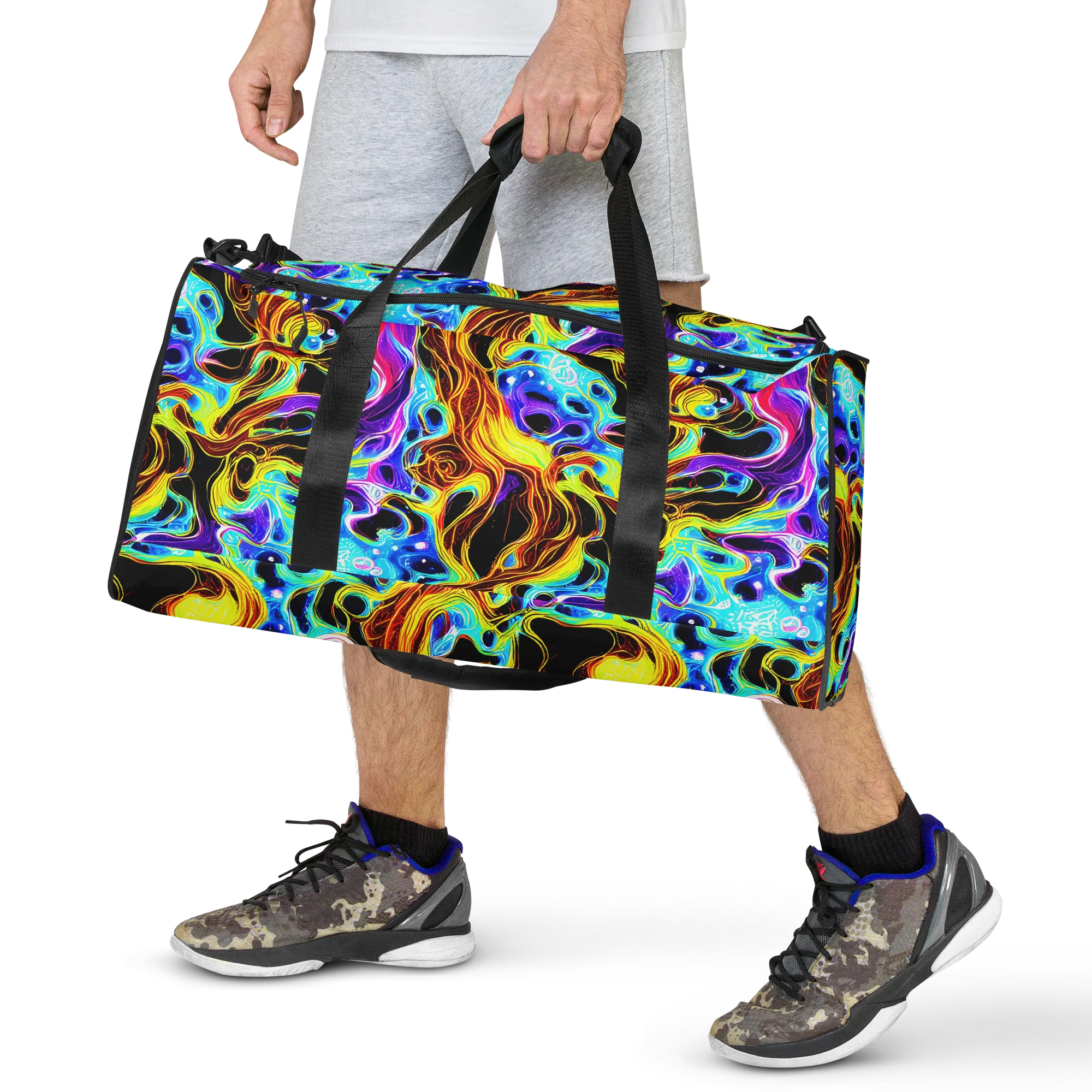 Blue Firestorm on Duffle Bag — Front