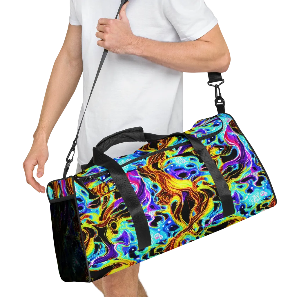 Blue Firestorm on Duffle Bag — Right Front