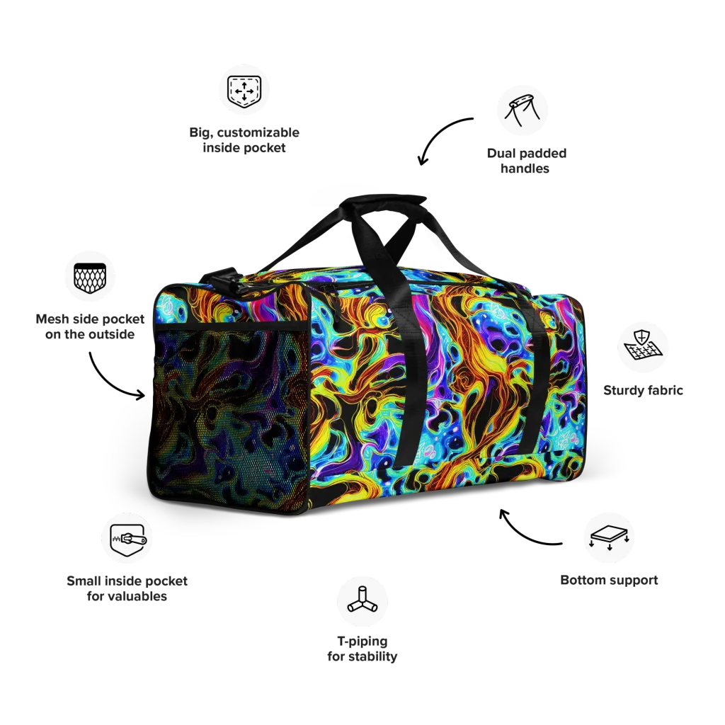Blue Firestorm on Duffle Bag — Right Front
