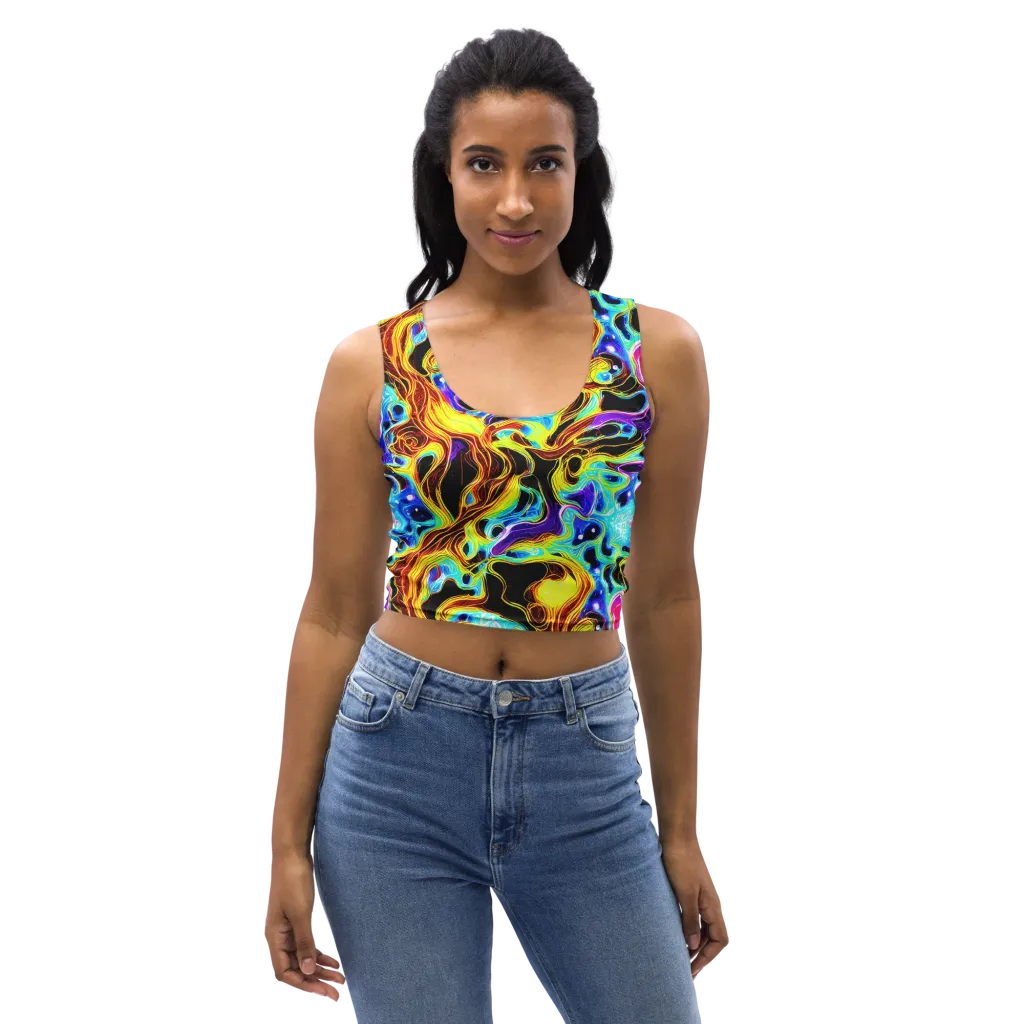 Blue Firestorm on Crop Top — Front