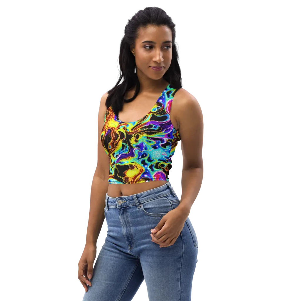Blue Firestorm on Crop Top — Left Front