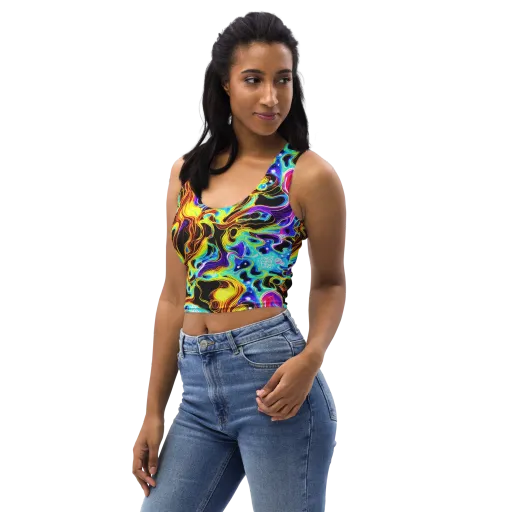 Blue Firestorm on a Crop Top