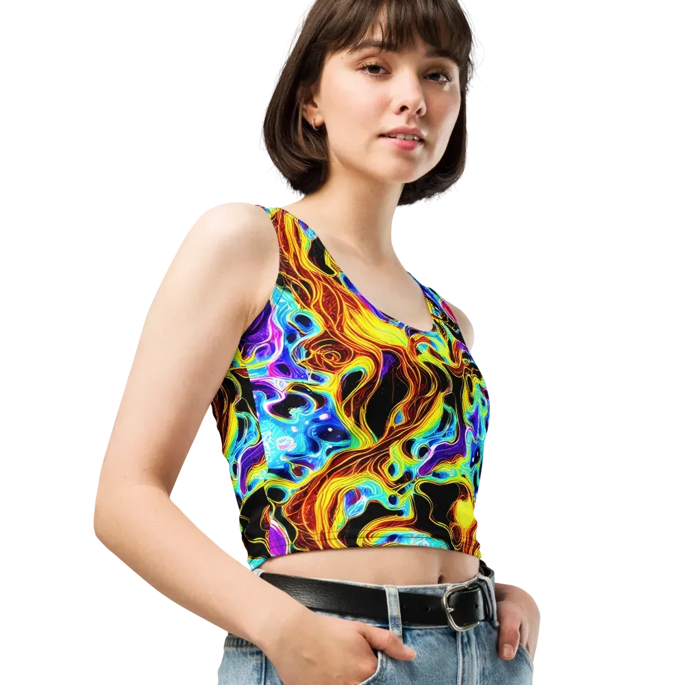 Blue Firestorm on Crop Top — Right Front