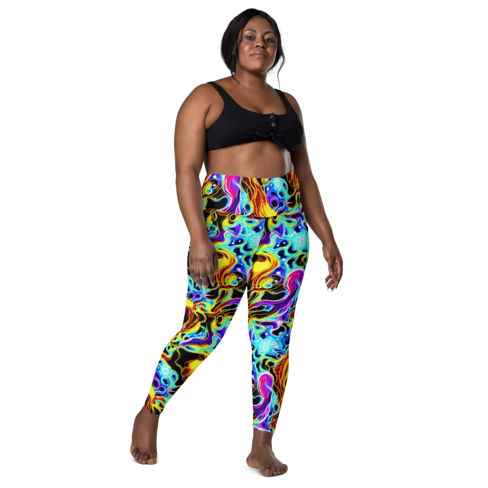Blue Firestorm on Leggings with Pockets — Front