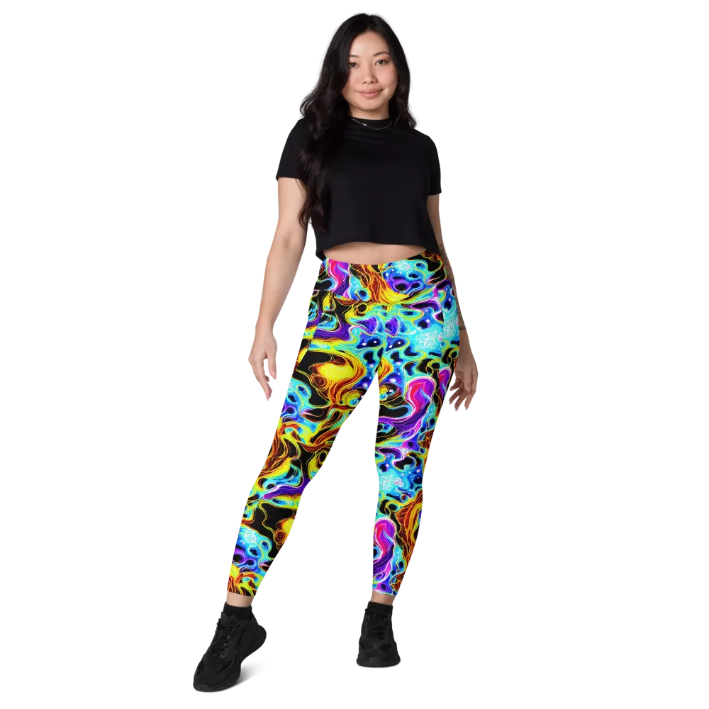 Blue Firestorm on Leggings with Pockets — Front