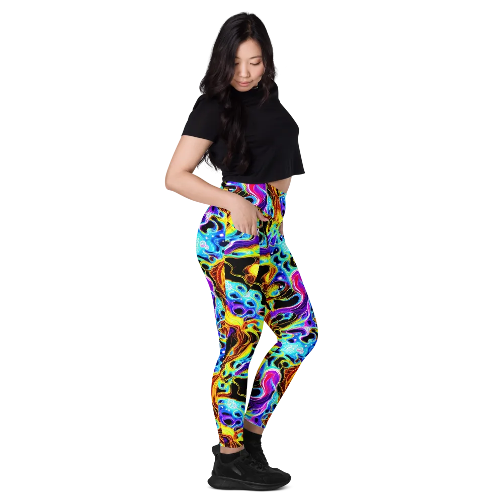 Blue Firestorm on Leggings with Pockets — Right