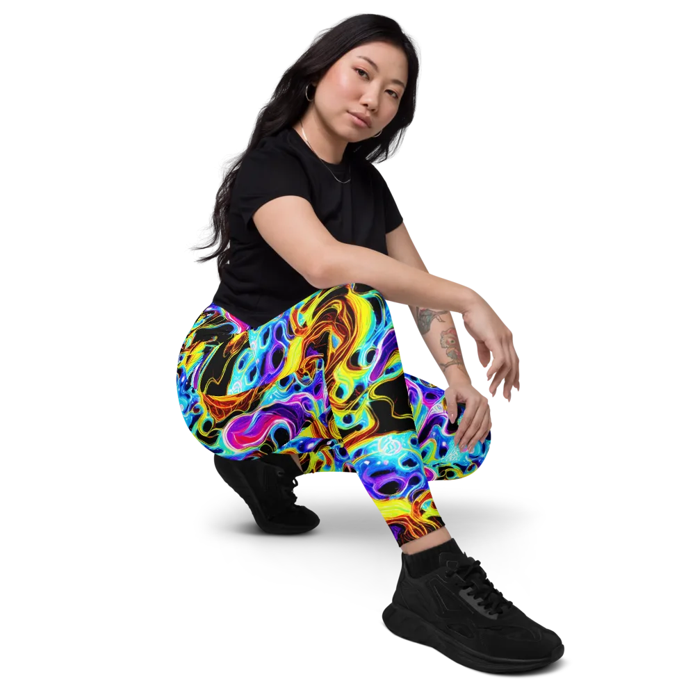 Blue Firestorm on Leggings with Pockets — Right Front