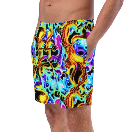 Blue Firestorm on a Swim Trunks