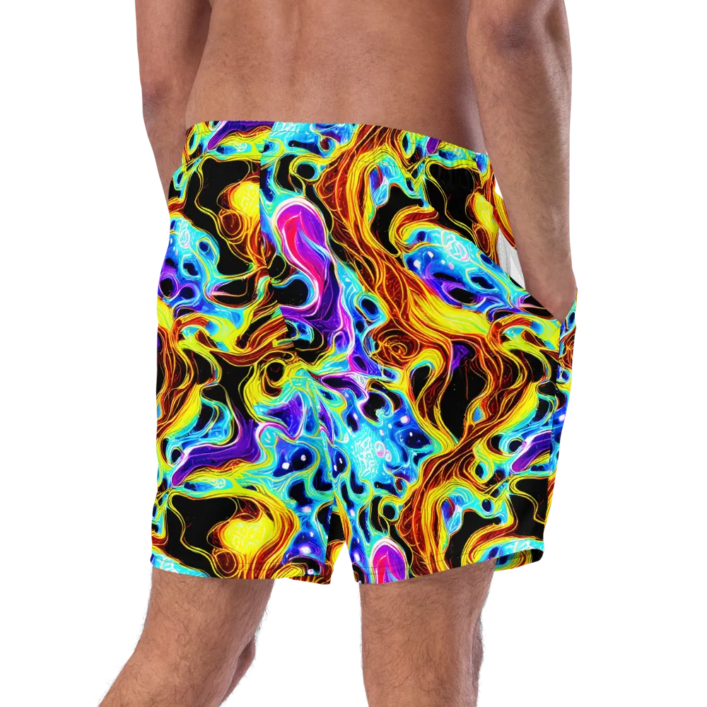 Blue Firestorm on Swim Trunks — Right Back