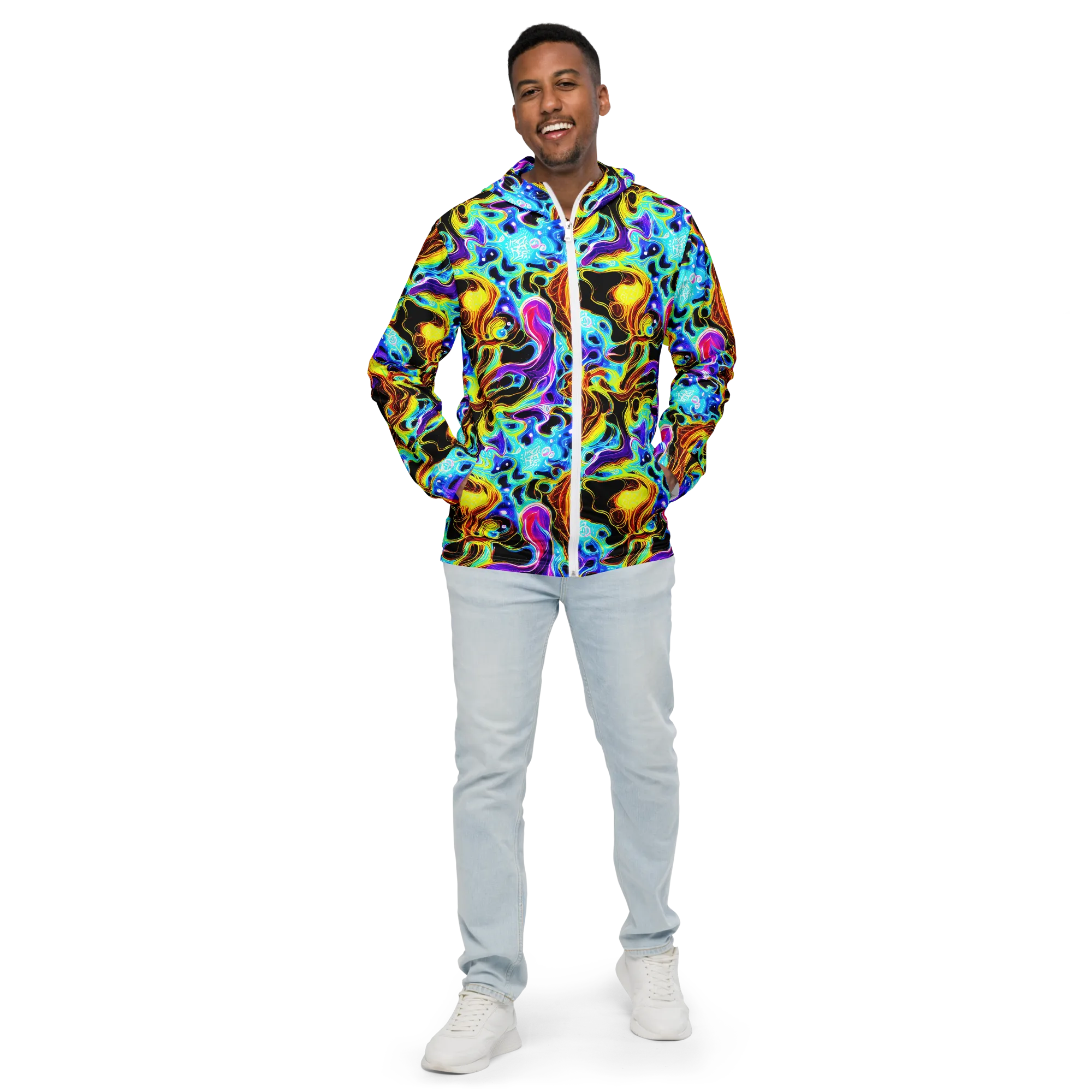 Blue Firestorm on Men's Windbreaker — Front