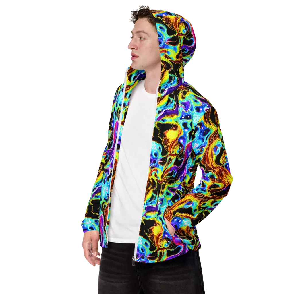 Blue Firestorm on Men's Windbreaker — Left Front