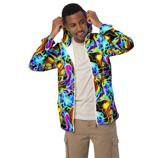 Blue Firestorm on a Men's Windbreaker