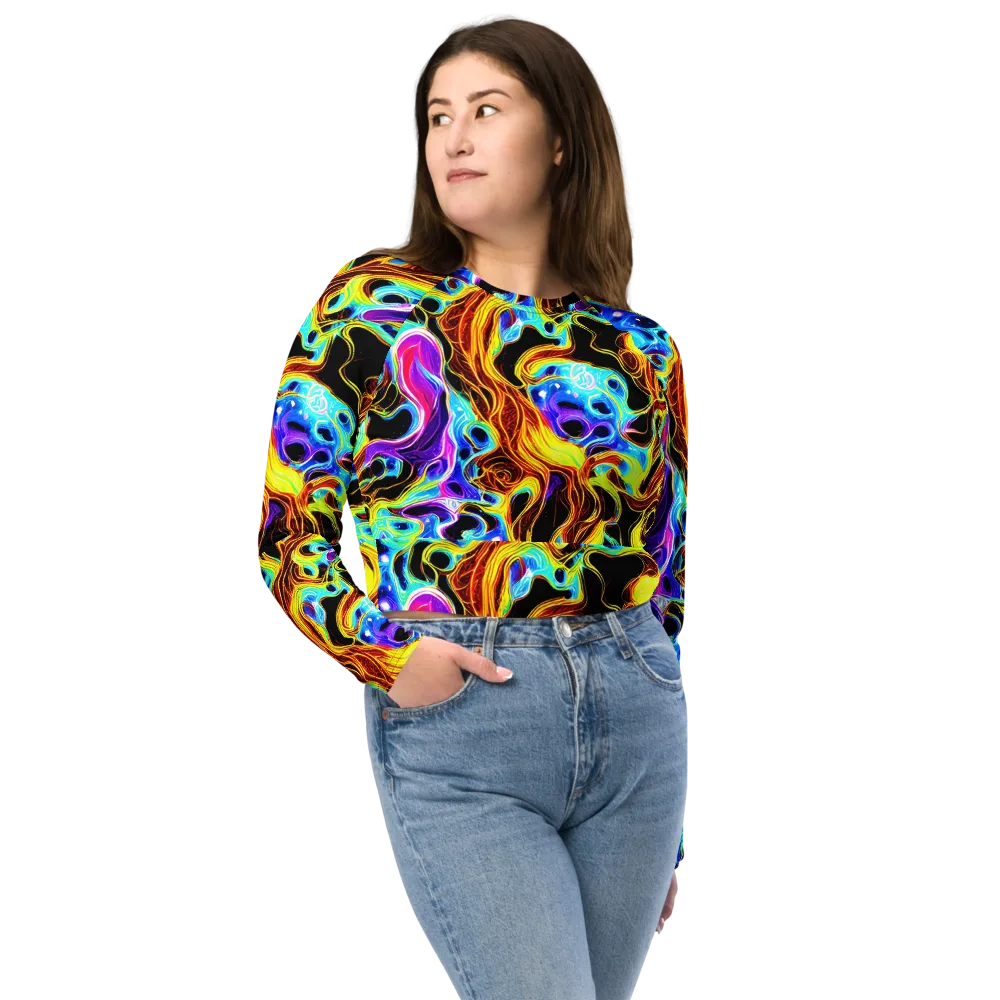 Blue Firestorm on Long Sleeve Crop Top — Front
