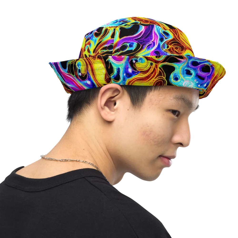 Blue Firestorm on Reversible Bucket Hat — Right Outside