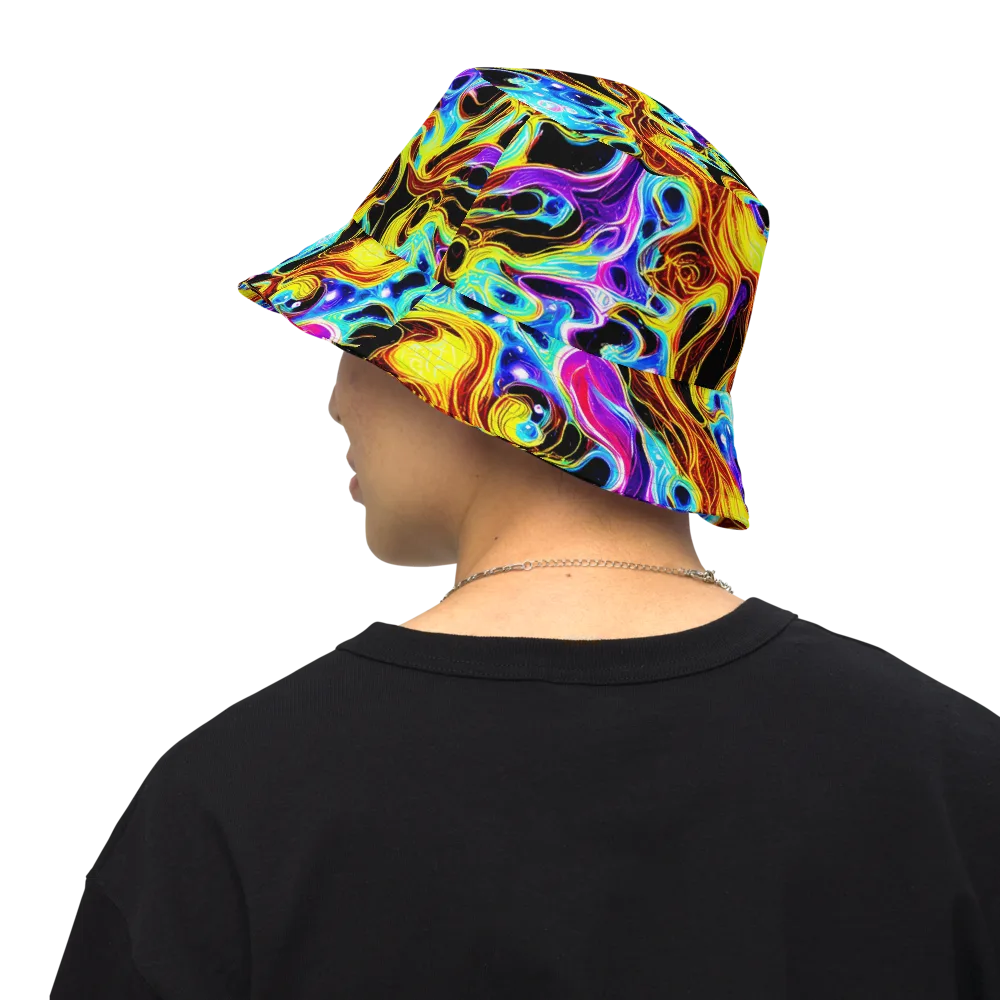 Blue Firestorm on Reversible Bucket Hat — Back Inside