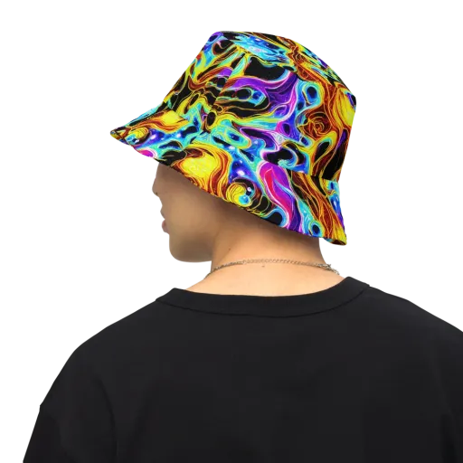 Blue Firestorm on a Reversible Bucket Hat