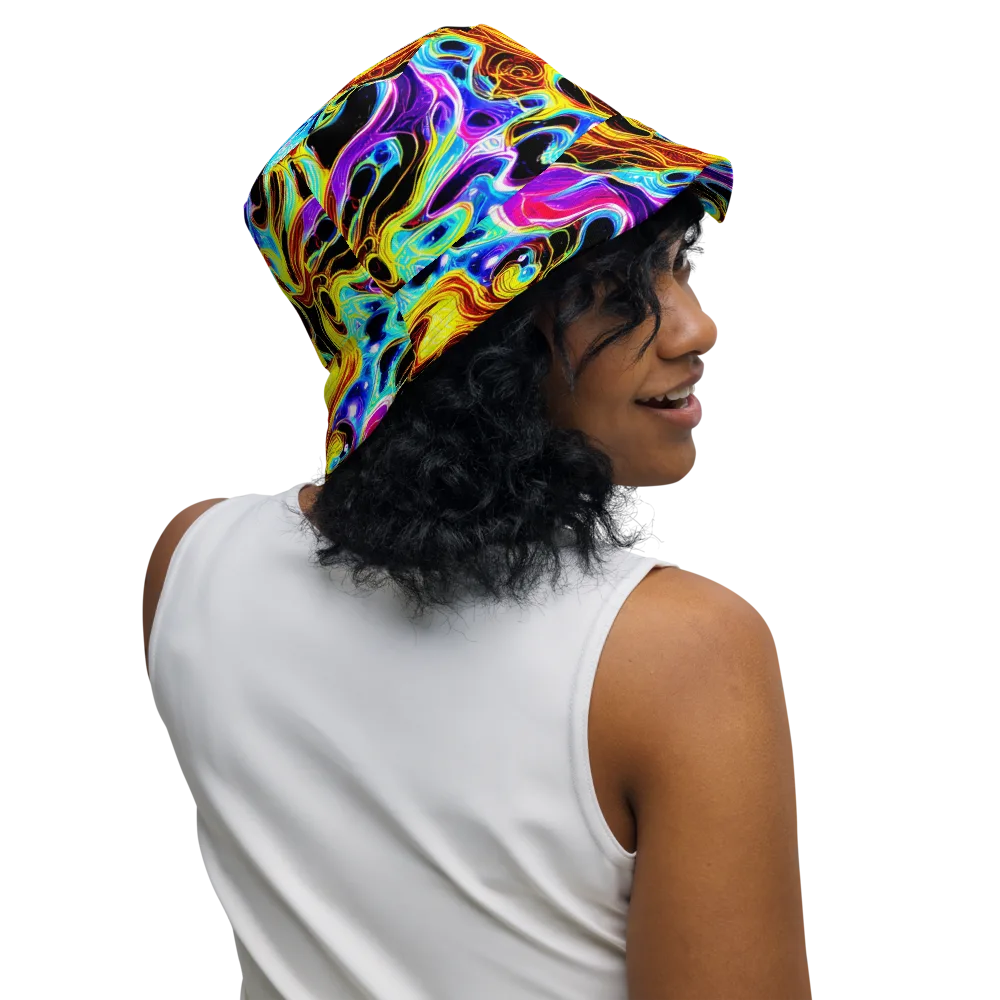 Blue Firestorm on Reversible Bucket Hat — Right Outside