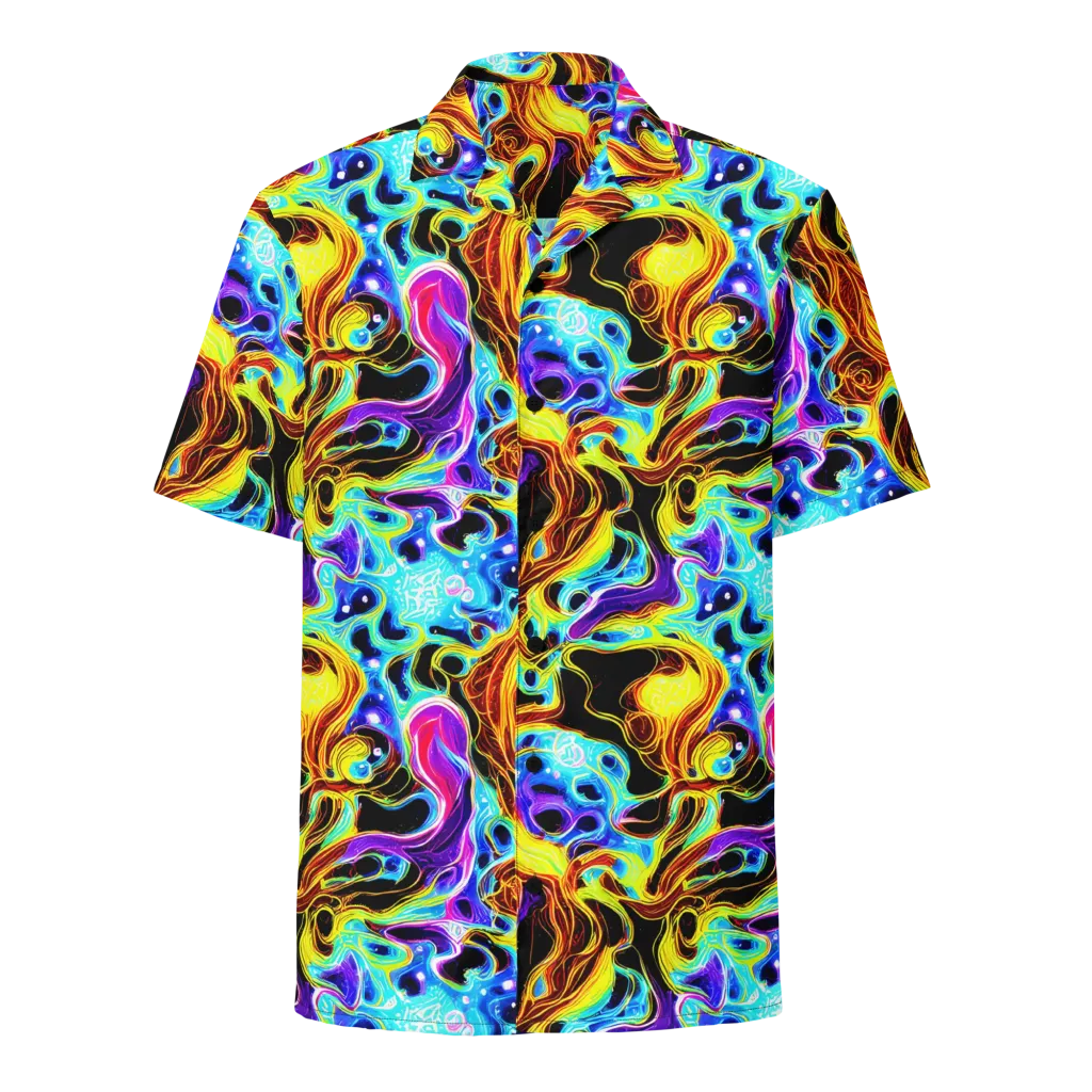Blue Firestorm on Button Shirt — Front