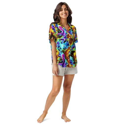 Blue Firestorm on a Women's Short Sleeve Pajama Top