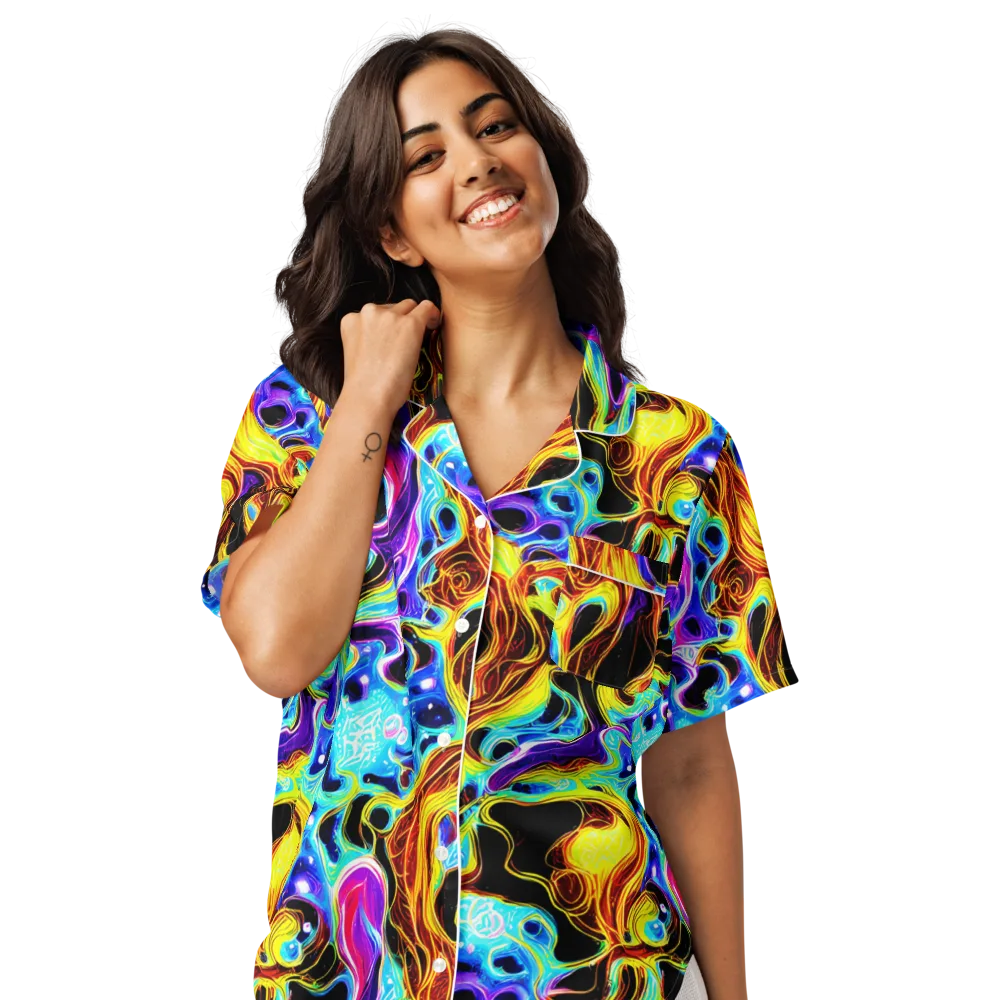 Blue Firestorm on Women's Short Sleeve Pajama Top — Front