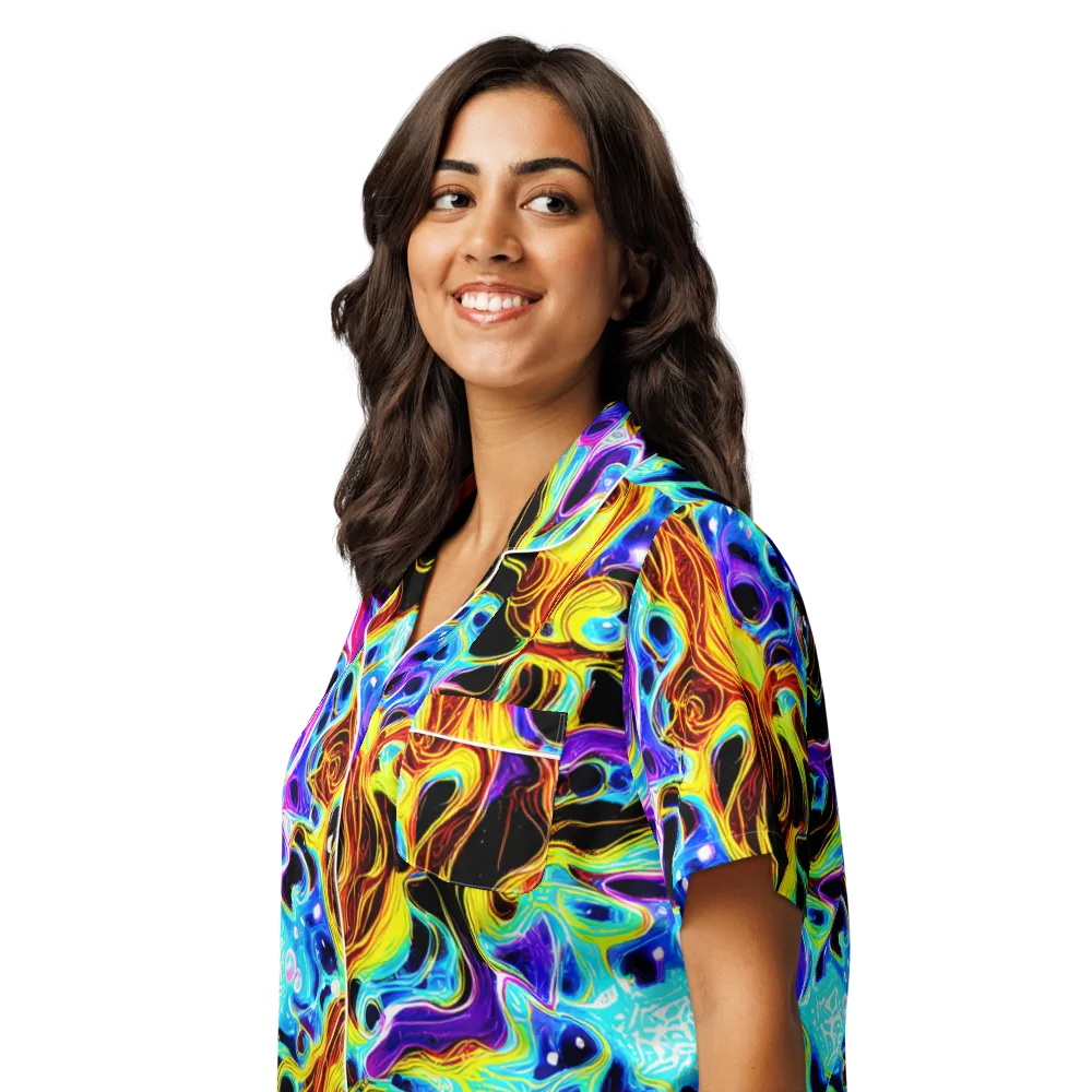 Blue Firestorm on Women's Short Sleeve Pajama Top — Left Front
