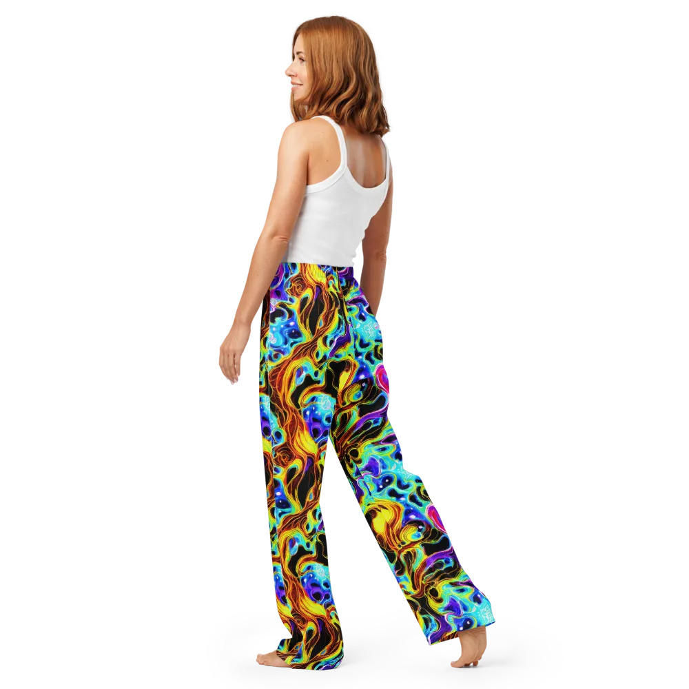 Blue Firestorm on Women's Pajama Pants — Back