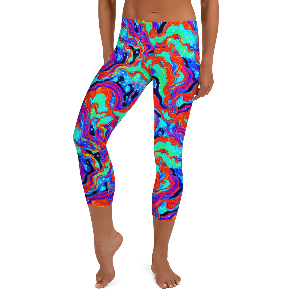 Flame Current on Capri Leggings — Front