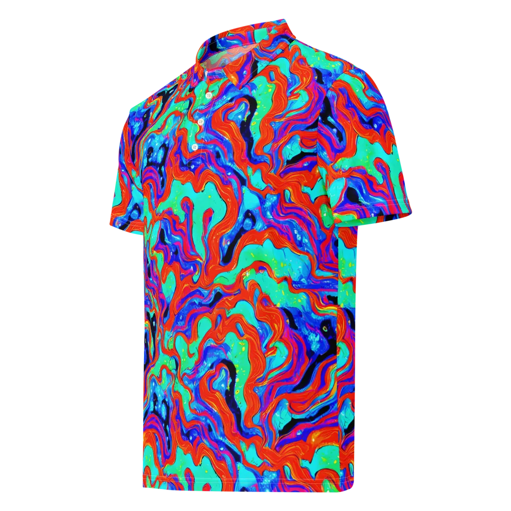 Flame Current on Men's Slim Fit Polo Shirt — Left Front