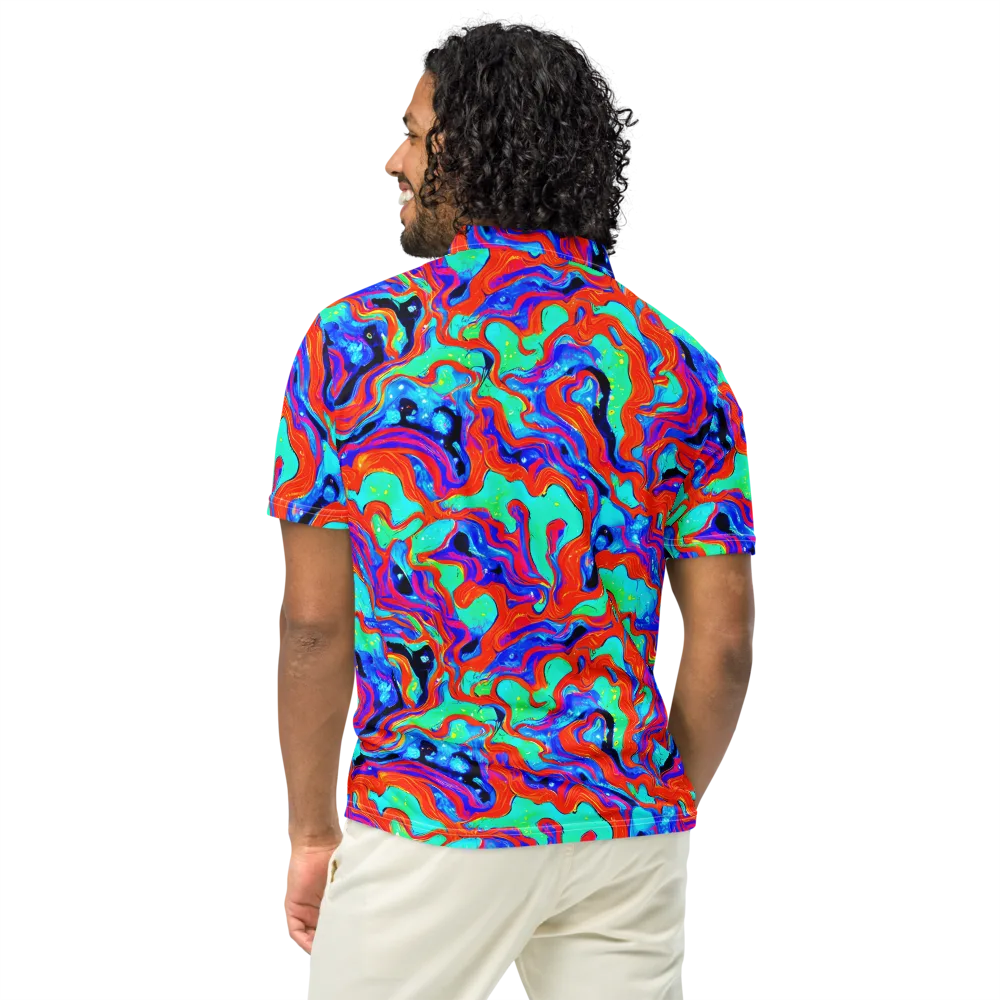 Flame Current on Men's Slim Fit Polo Shirt — Back