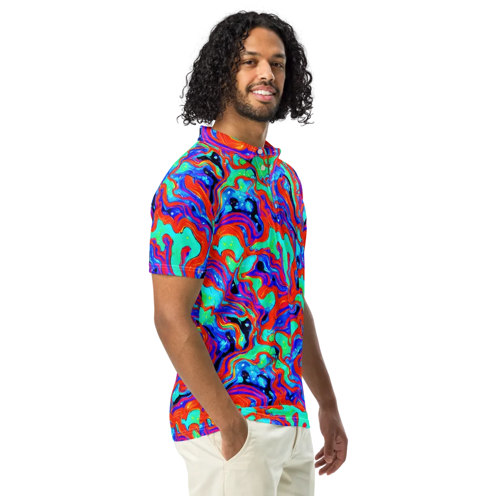 Flame Current on Men's Slim Fit Polo Shirt — Right Front