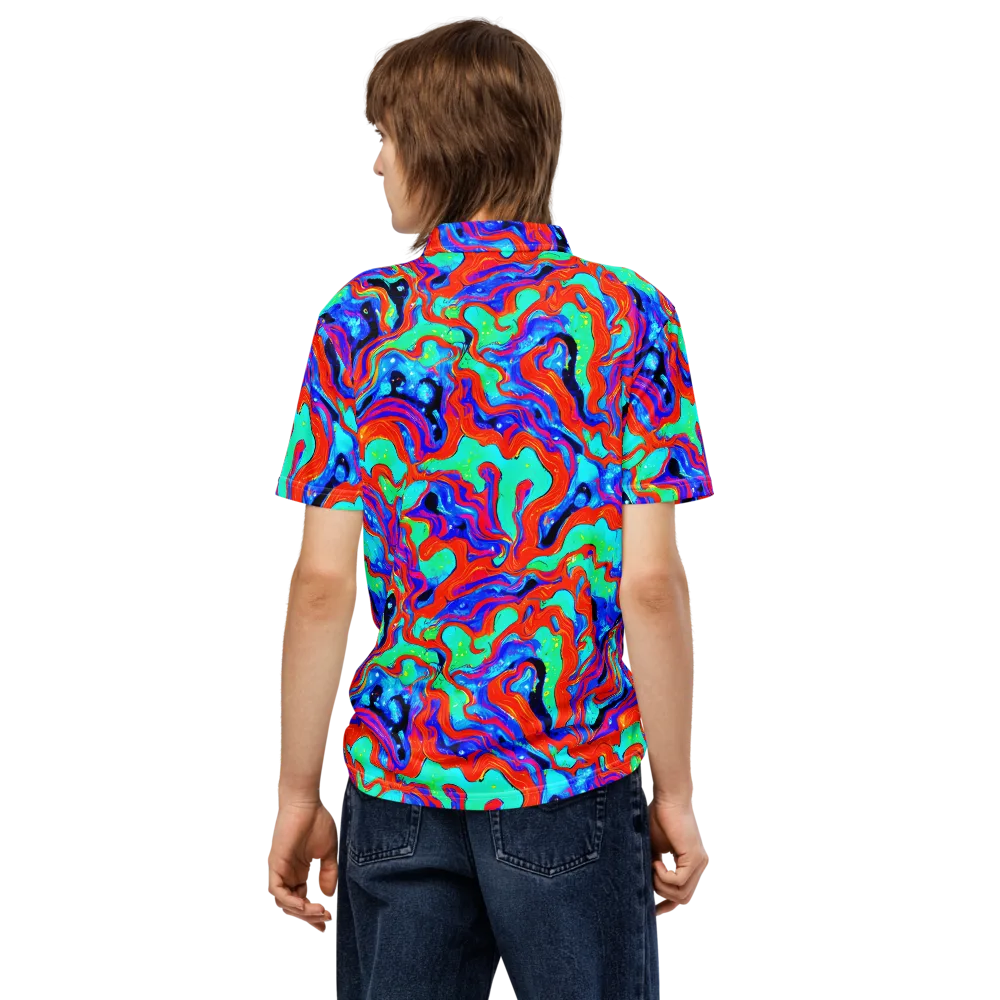 Flame Current on Men's Slim Fit Polo Shirt — Back