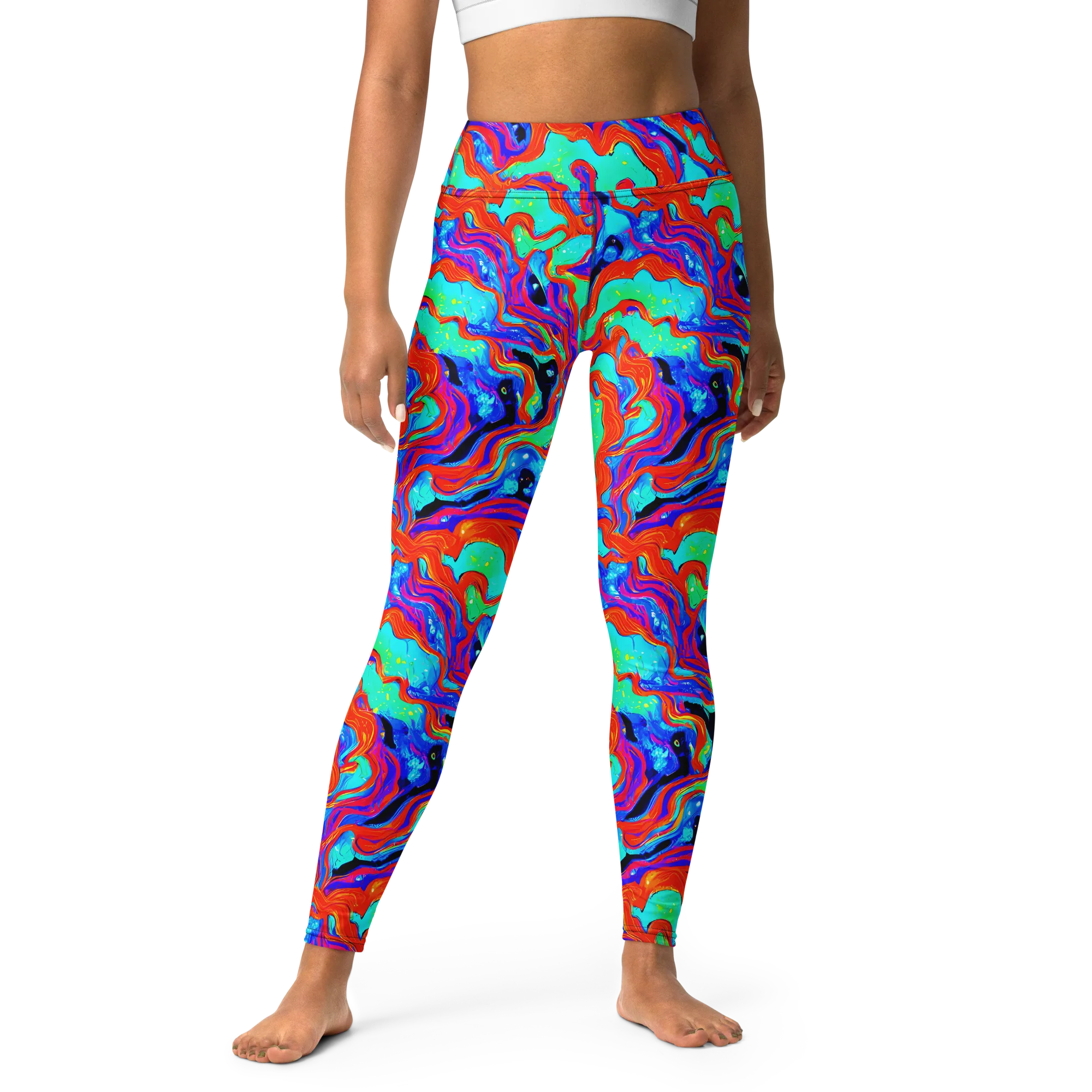 Flame Current on Yoga Leggings — Front