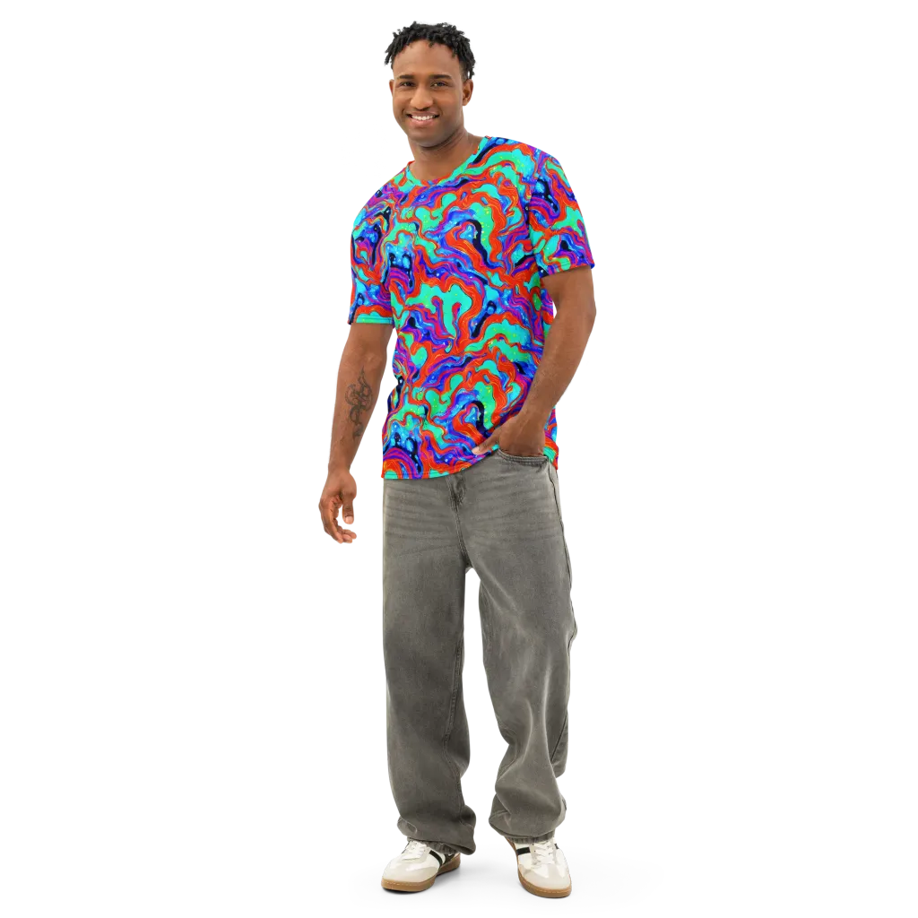 Flame Current on Men's Cotton Crew Neck T-Shirt — Front