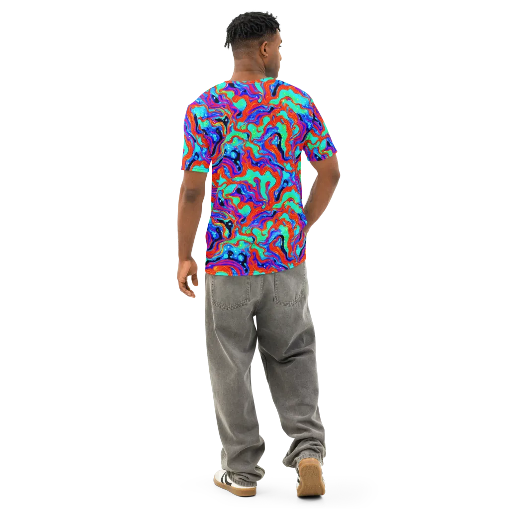 Flame Current on Men's Cotton Crew Neck T-Shirt — Back