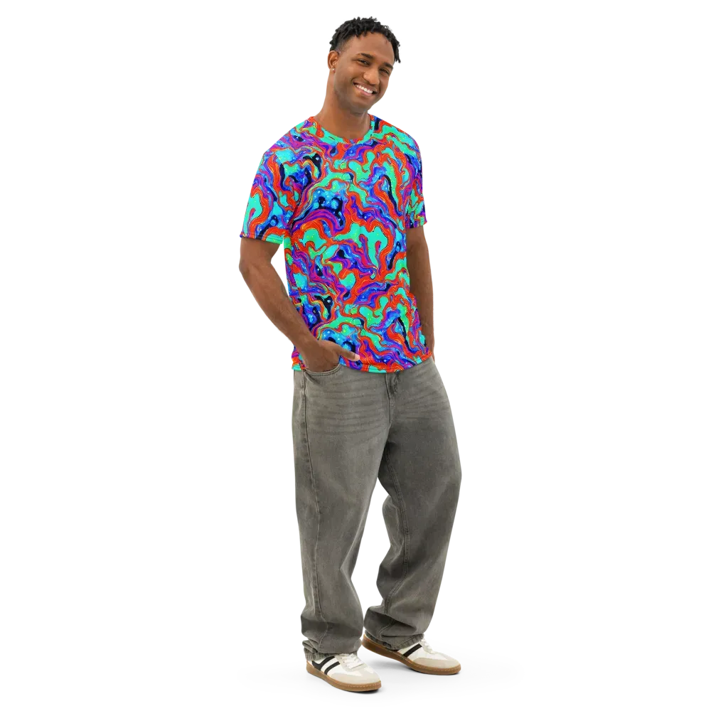 Flame Current on Men's Cotton Crew Neck T-Shirt — Right Front