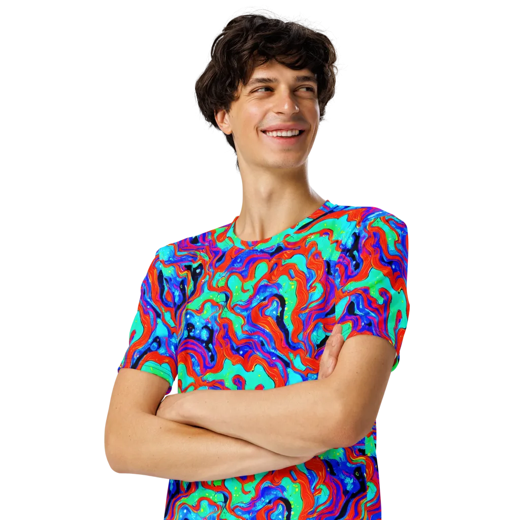 Flame Current on Men's Crew Neck T-Shirt — Left Front