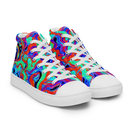 Flame Current on a Men's High Top Canvas Shoes